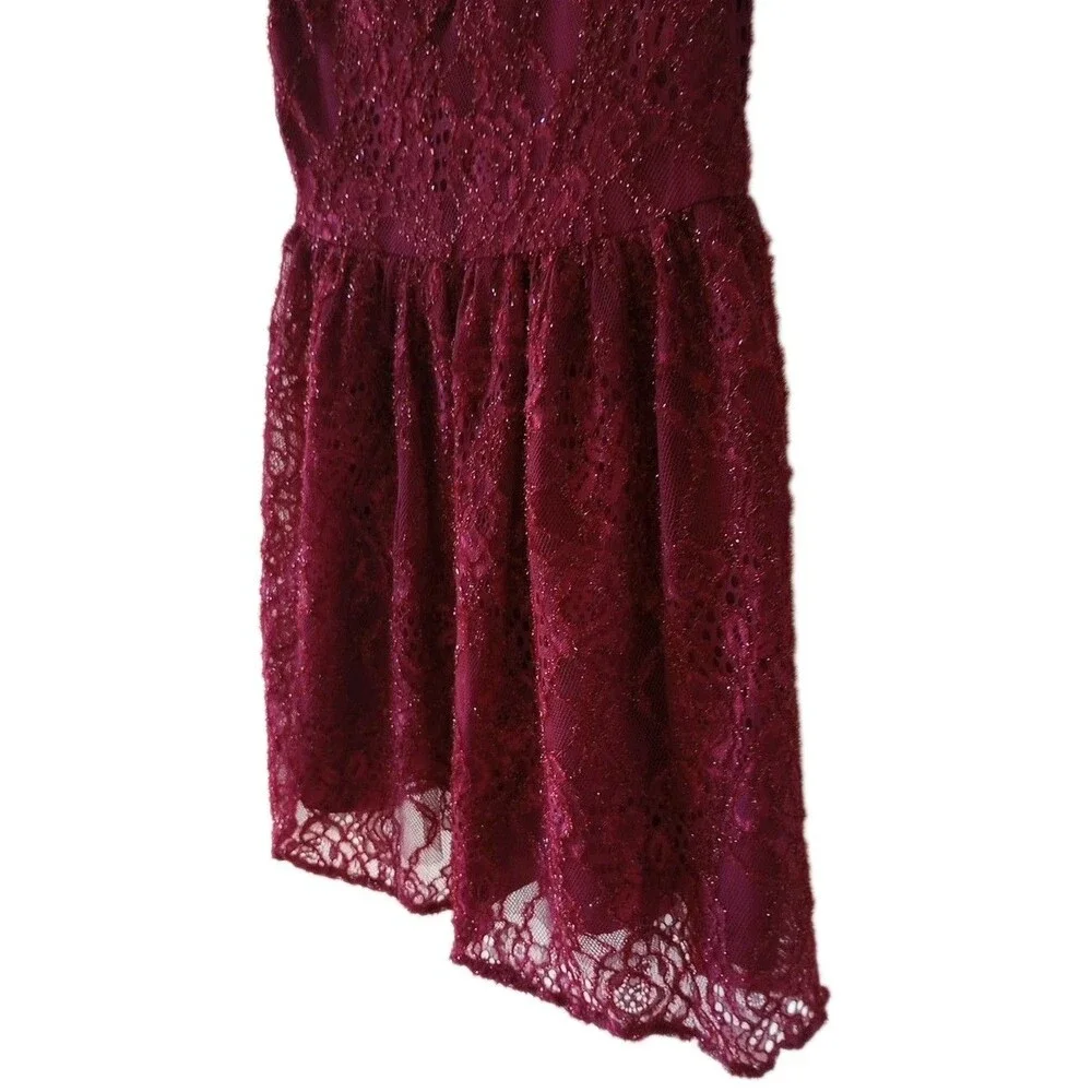 Children's Place Dress Girls Size 10 Burgundy Purple Metallic Sparkle Sleeveless - Picture 3 of 7